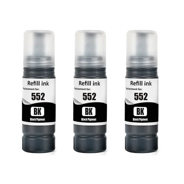 3x Epson T552 Black EcoTank Compatible Ink Refill Bottles