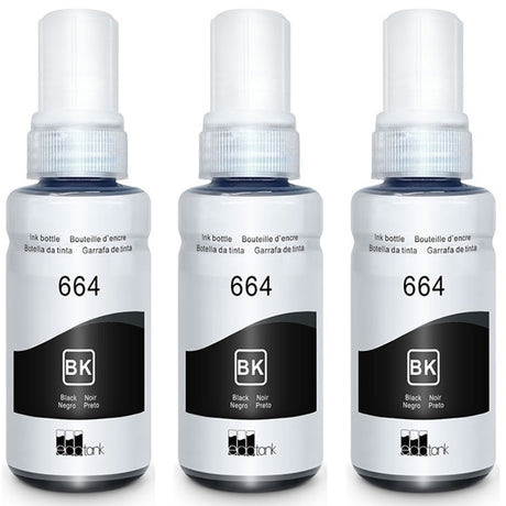 3x Epson T664 EcoTank Compatible Black