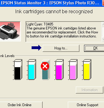 ink cartridge not recognized by printer