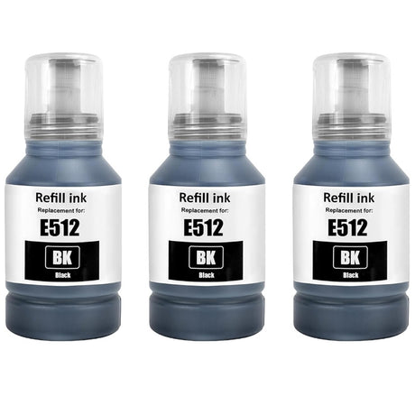 3x Epson T512 EcoTank Compatible Black