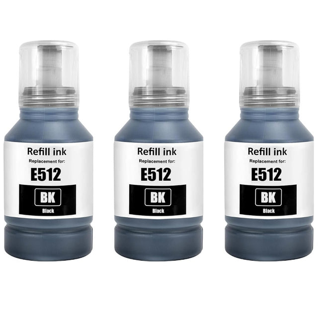 3x Epson T512 EcoTank Compatible Black