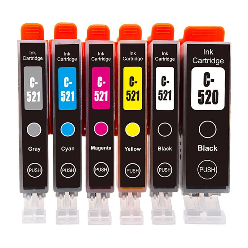 Lot De 10 Cartouches D'encre Compatibles Canon PGI-520 CLI-521 - 4 Couleurs - Pour Imprimantes à Jet D'encre